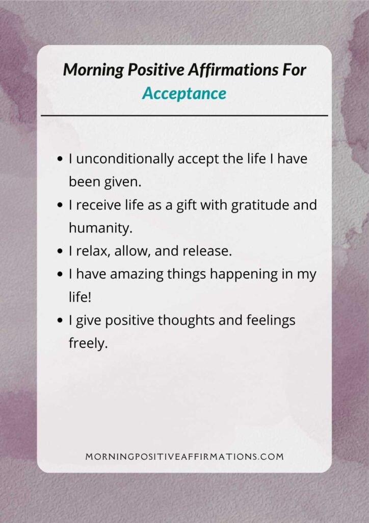 Morning Positive Affirmations For Acceptance