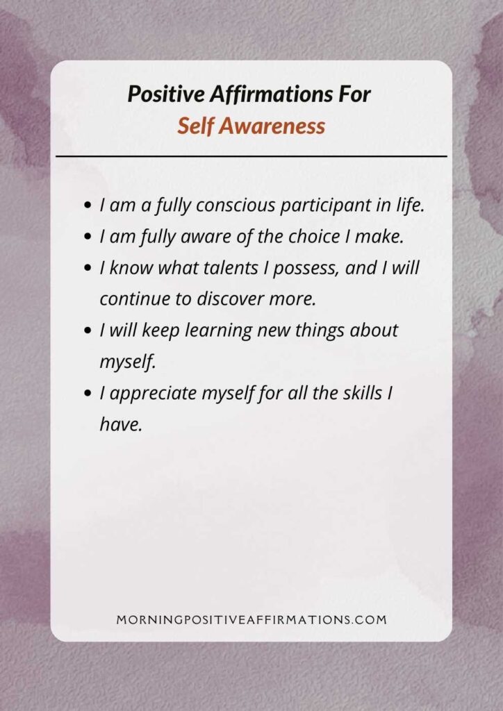 Positive Affirmations For Self Awareness