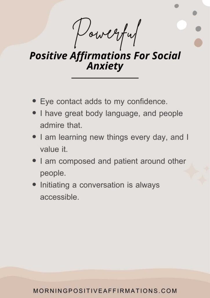 affirmations for social anxiety