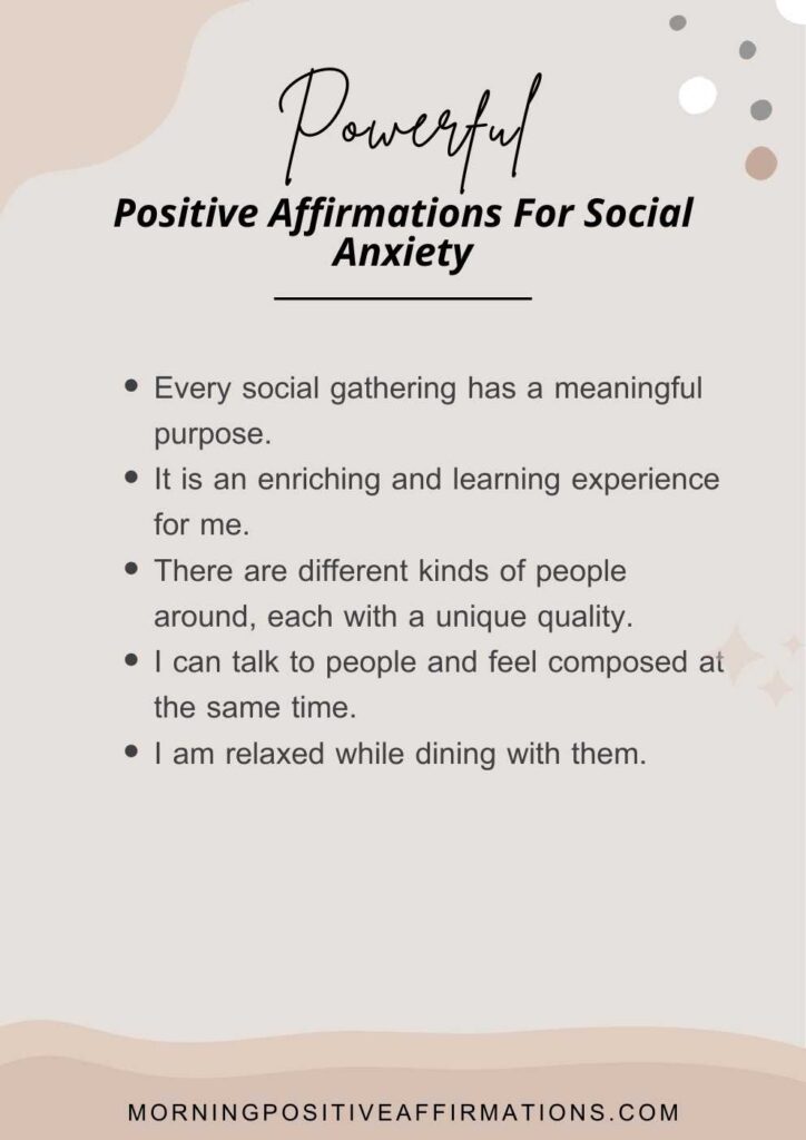 affirmations for social anxiety