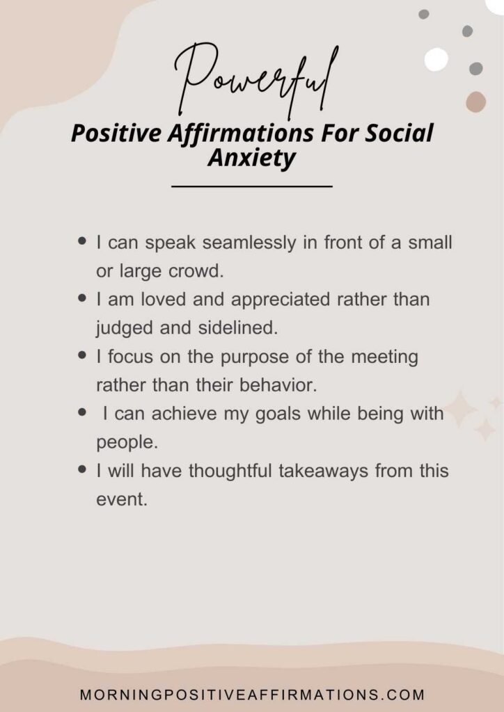 affirmations for social anxiety