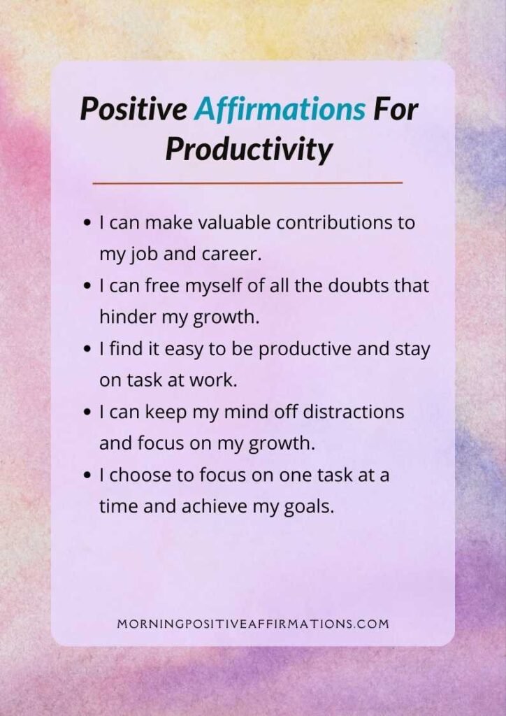 Affirmations For Productivity