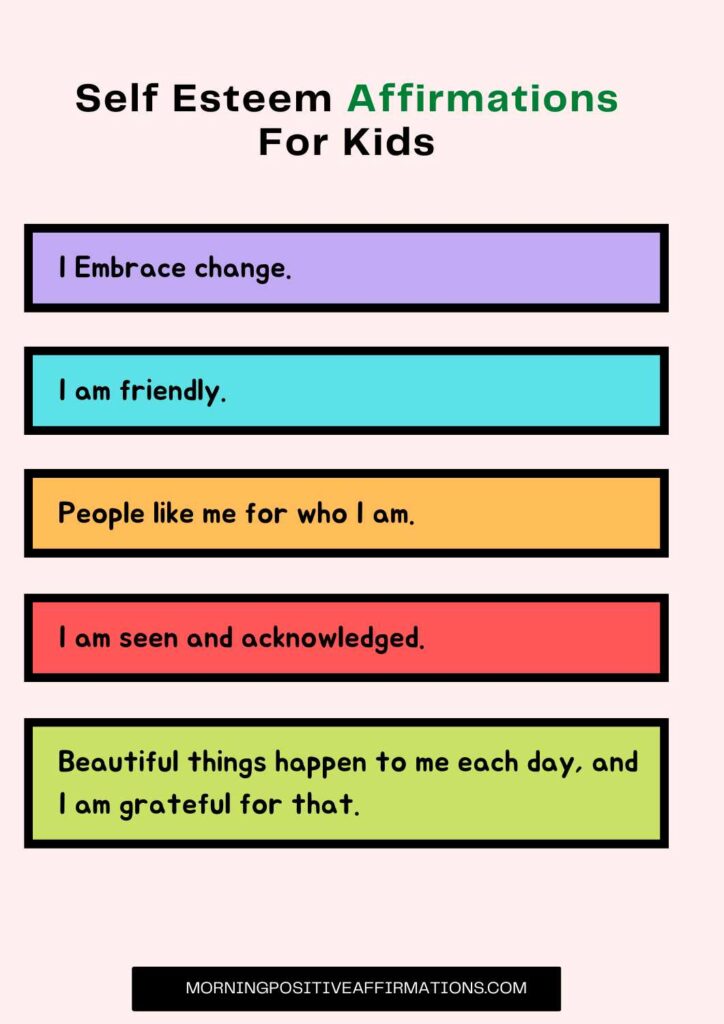 Self Esteem Affirmations For Kids