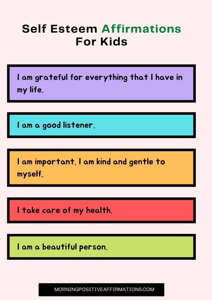 Self Esteem Affirmations For Kids