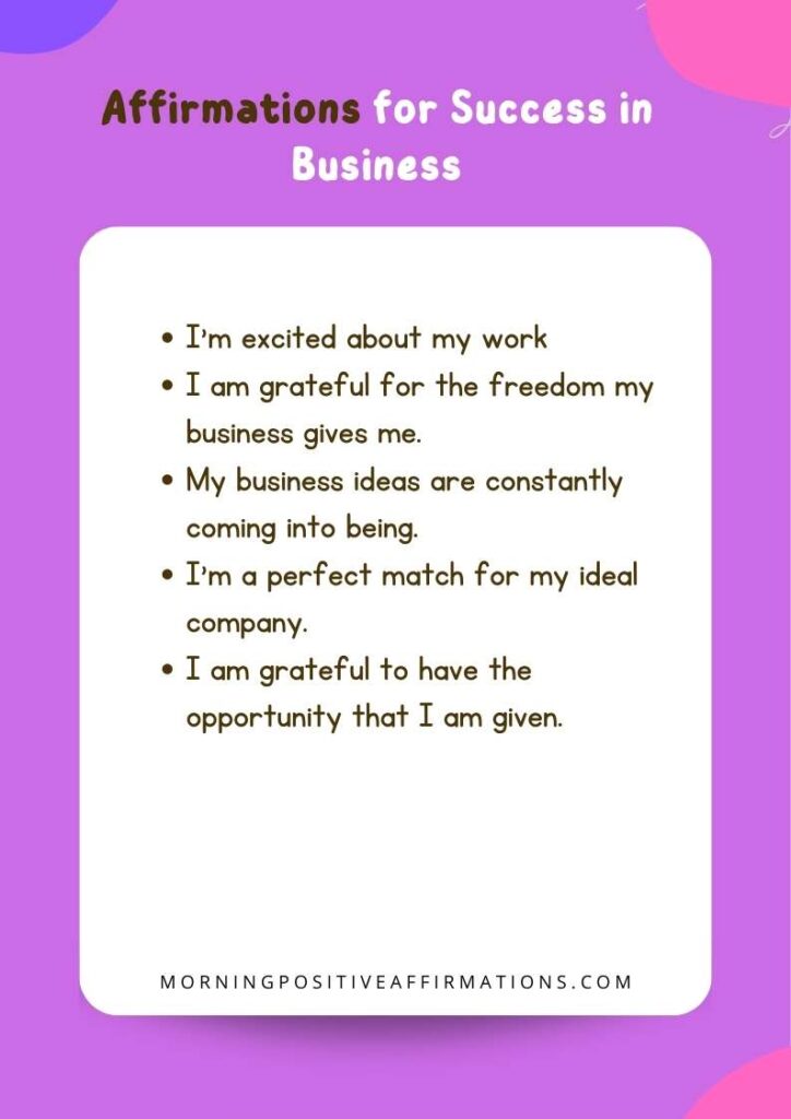 Affirmations for Success in Business