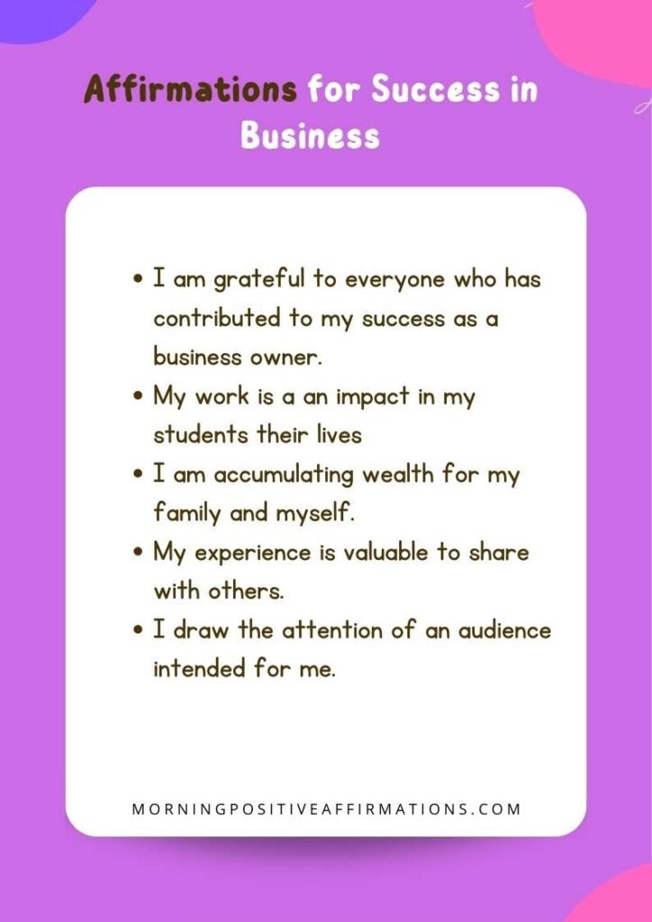 Affirmations for Success in Business