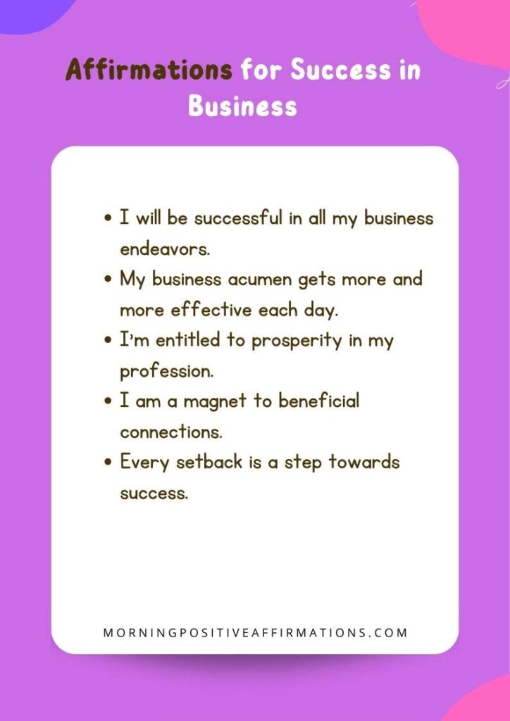 Affirmations for Success in Business