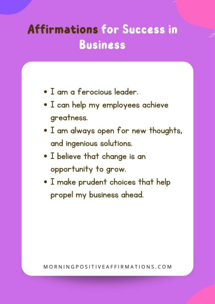 Affirmations for Success in Business