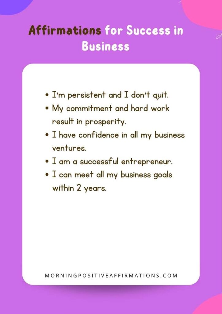 Affirmations for Success in Business