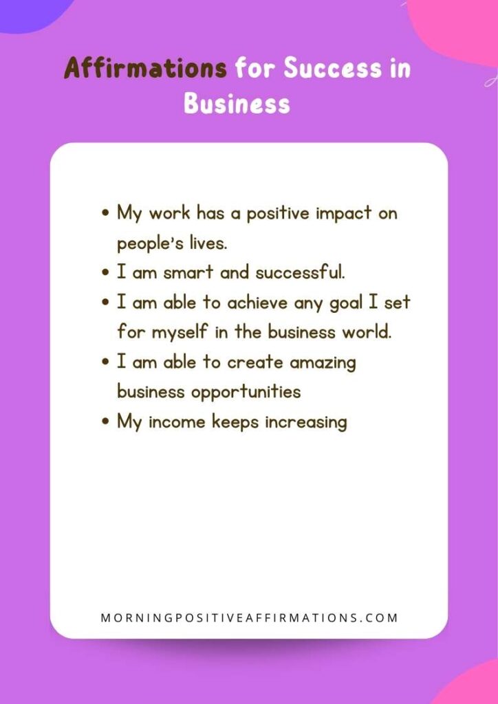 Affirmations for Success in Business