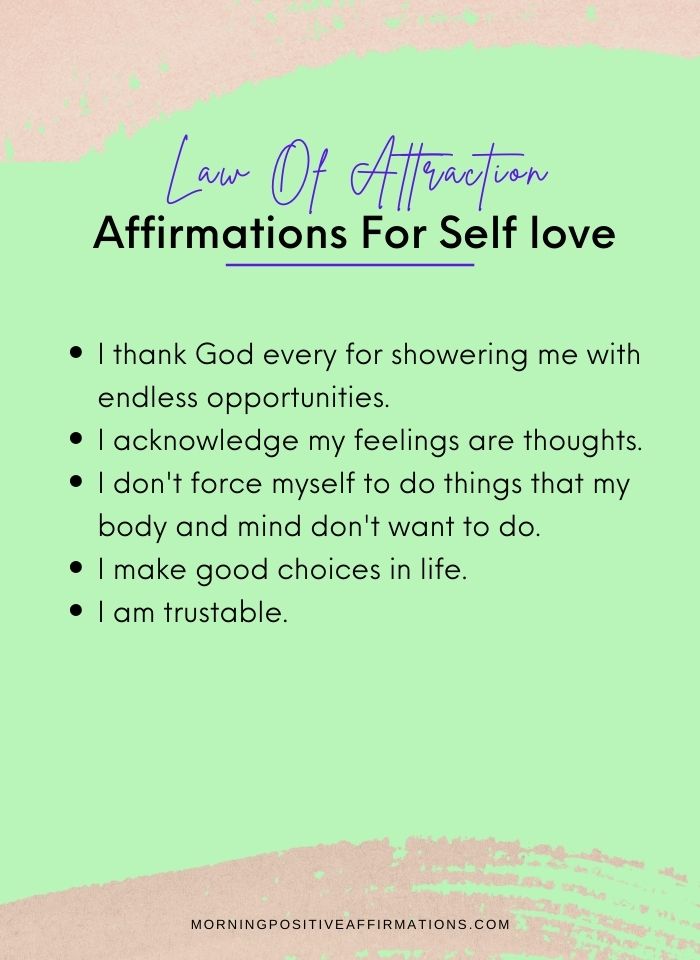 Law Of Attraction Affirmations For Self love