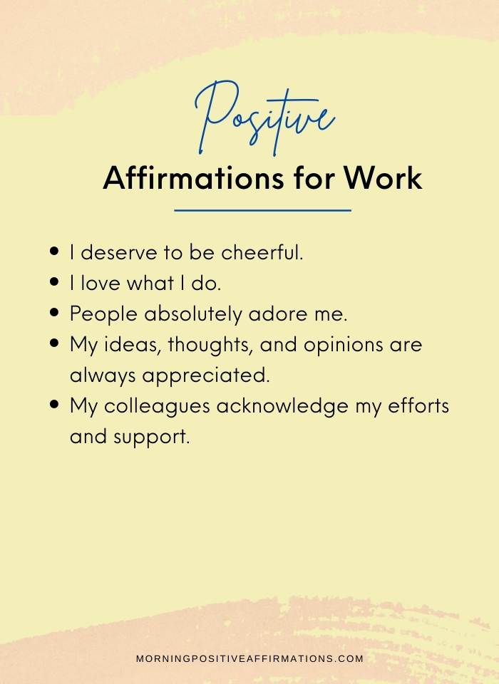 Short Positive Affirmations for Work