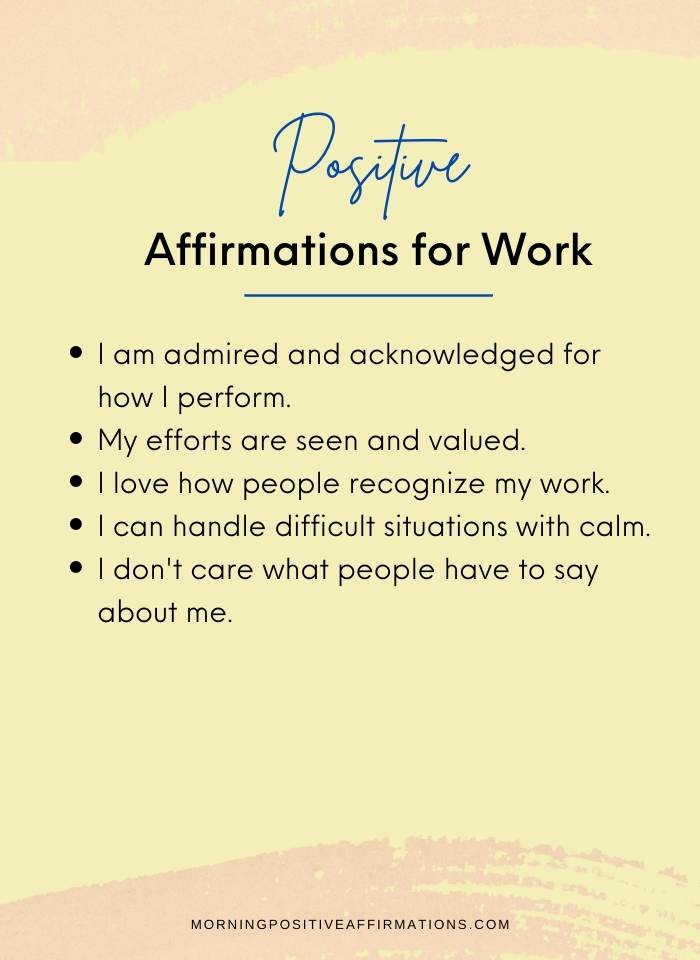 Short Positive Affirmations for Work