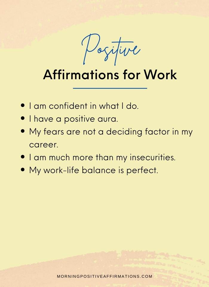 Short Positive Affirmations for Work