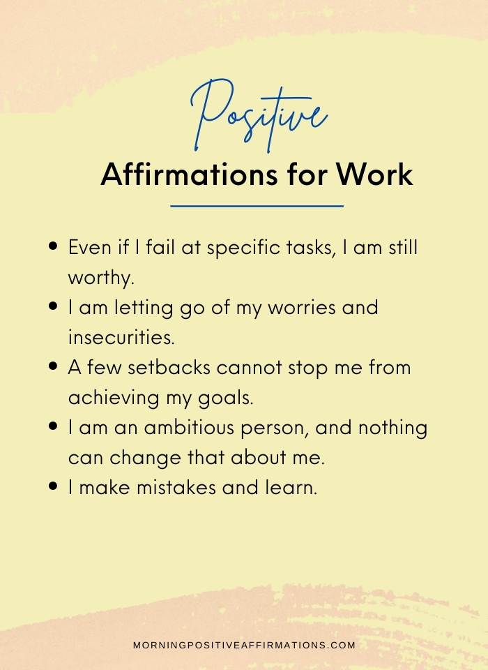 Short Positive Affirmations for Work