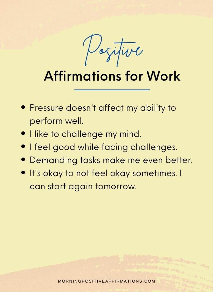 Short Positive Affirmations for Work