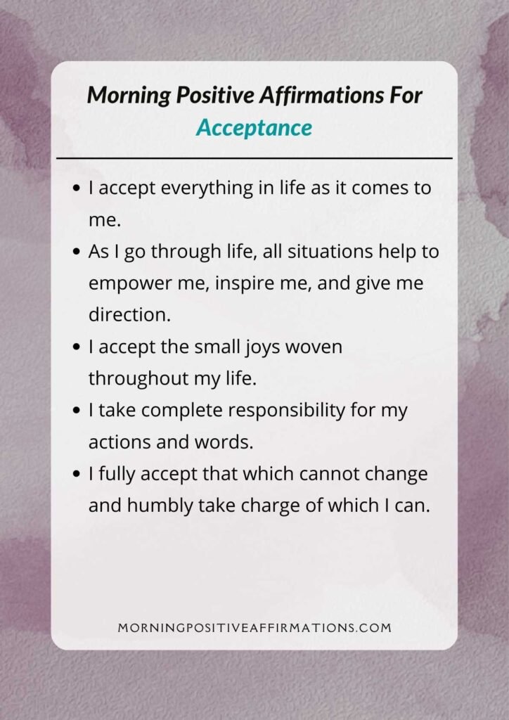 50+ Morning Positive Affirmations For Acceptance