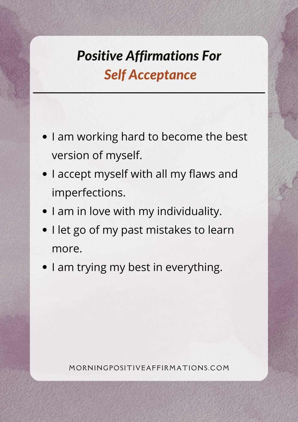 70+ Positive Affirmations For Self Acceptance